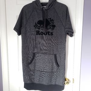 Roots Hoodie Sweater Dress, short sleeve, dark gray